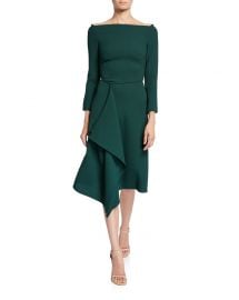 Roland Mouret Clover Off-the-Shoulder Draped-Front Dress at Neiman Marcus